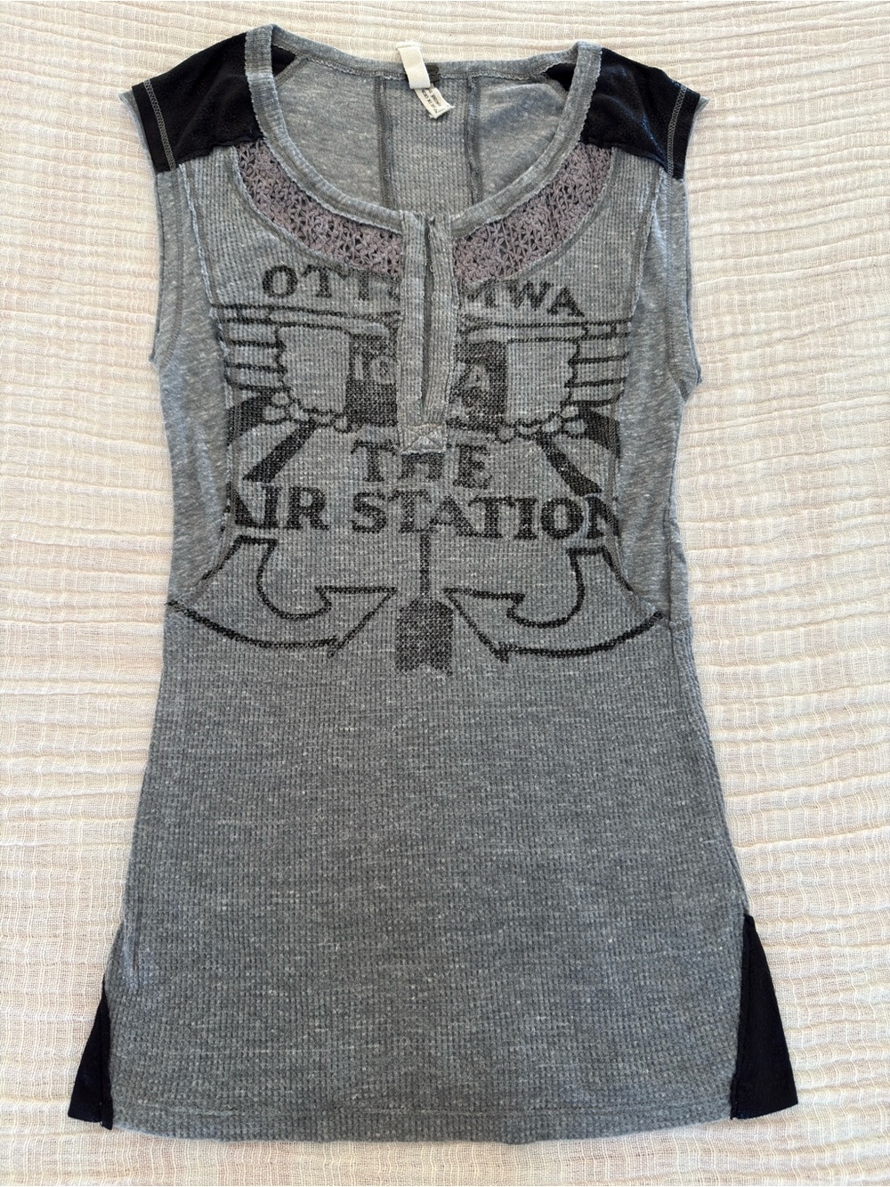 ✈️ Free People We The Free The Air Station Graphic Tank Top 🖤 Indie Sleeze